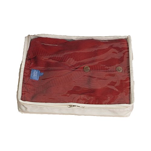 Household Essentials Canvas Sweater Storage Bags 2 Pack, Breathable Under Bed & Closet Organizer with Clear Window & Zipper, Soft-Sided Storage for Sweaters, Blankets & Linens - size: 2-Pack, style: Sweater Storage Bag