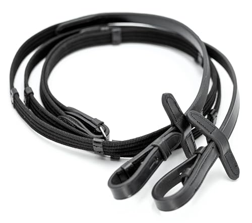 Jeffers Uniquely English Leather Horse Bridle with Reins, Padded Crown, Adjustable Noseband, English Bridle Tack for Hunter, Jumping, Dressage, Riding - size: Cob