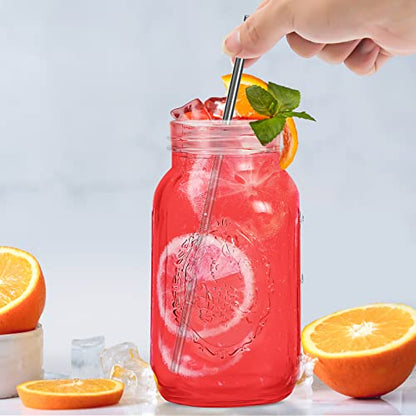 YSJILIDE Smoothie Cups, Glass Mason Drinking Jar, 24oz Smoothie Cups with Lid and Stainless Steel Straw, Drinking Mugs, Tea Cup Travel Mug, Ideal for Juice, Milk (Pack Of 2, Clear) - color: WHITE2