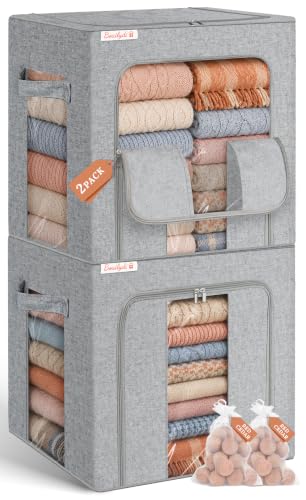 Rigid-Structured Cashmere Sweater Storage Box, 2 Pack, Gray - color: 2-pack/Gray