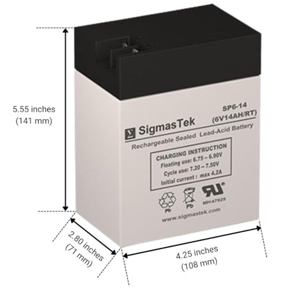 SigmasTek Parmak DF-SP-LI 6V Solar-Pak Fence Charger Compatible Battery, 6V 14Ah RT SP6-14 (RT)