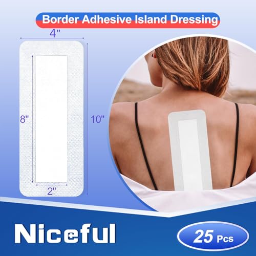 Niceful Bordered Gauze Island Dressing 4"x10", 25Pcs - size: 4"x10"(25 Pcs)