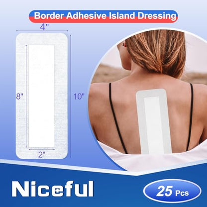 Niceful Bordered Gauze Island Dressing 4"x10", 25Pcs - size: 4"x10"(25 Pcs)