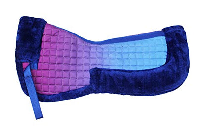 CHALLENGER Horse English Quilted Saddle Half Pad Correction Wither Relief Faux Fur Ombre 72148