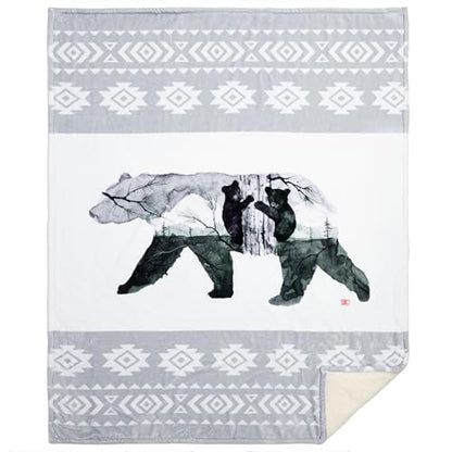 Carstens, Inc. Dean Crouser Plush Sherpa Fleece Oversized Throw Blanket 54" x 68", Mama Bear & Cubs - color: Mama Bear & Cubs