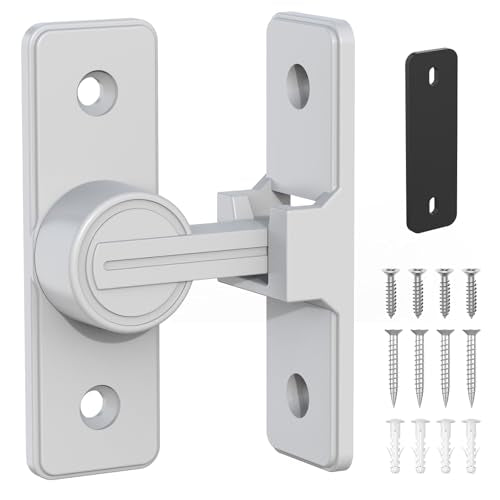 Barn Door Lock Hardware, 90 Degree Flip Latch Privacy Lock, White | Heavy Duty Zinc Alloy Sliding Barn Door Latch for Bathroom, Bedroom, Closet, Garage, Shed and Gate - color: White-1PC