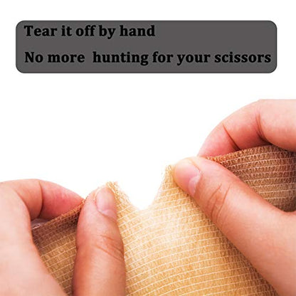 12 Rolls Elastic Self Adhesive Bandage Wrap 3 Inch, Breathable Non Woven Cohesive Bandage, Vet Wrap for Dogs, Ankle Sprains Swelling Tape, Sports Athletic Tape Brown - color: 3 Inch-12 Count Tan
