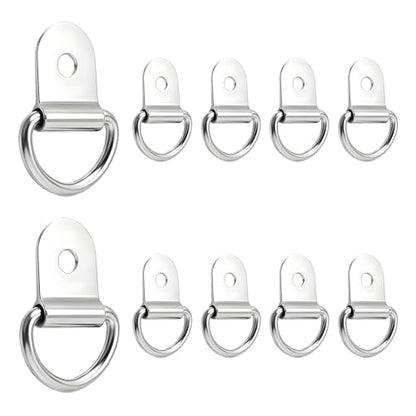 10 PCS D-Ring Tie Down Anchors, Small Metal Cargo Surface Mount Lashing Rings, Heavy Duty Anchor Points Load-Bearing Brackets for Van Truck Trailer Boat Cargo Securing (Silver) - color: Silver
