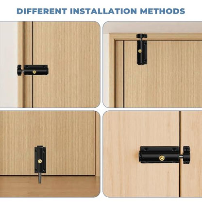 Mooche Slide Latch Lock Barrel Bolt, 4 Inch Stainless Steel Barrel Bolt Gate Latches - color: Glossy Black