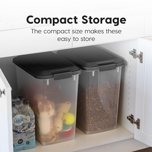 IRIS USA Dog Food Storage Container, 2-Pack, Up to 30 lbs, Black - color: Black, size: 30 lbs - 2 Pack