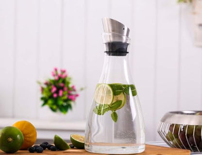 Purefold 44 Oz Borosilicate Glass carafe with Lid 1.3 Liter Glass Pitcher | For iced tea, coffee, juice and cold water. Dishwasher safe, fridge friendly. BPA free glass, leakproof Stainless Steel lid. - size: 44 Ounces