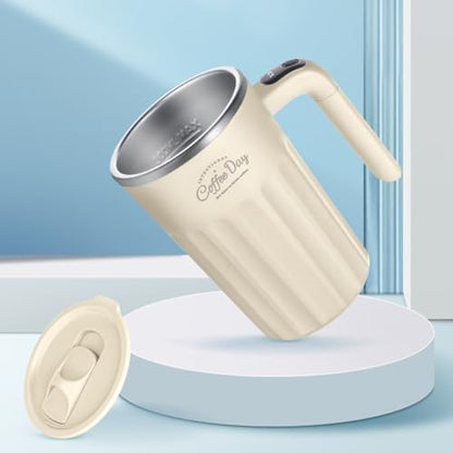 Drink Stirrer,Self Stirring Mug,Self Stirring Coffee Mug,Suitable for Coffee, Milk, Cocoa and Other Beverages Stainless Steel Vacuum Insulated Tumbler with Lid (Cream White, 12 Ounces) - color: Cream White