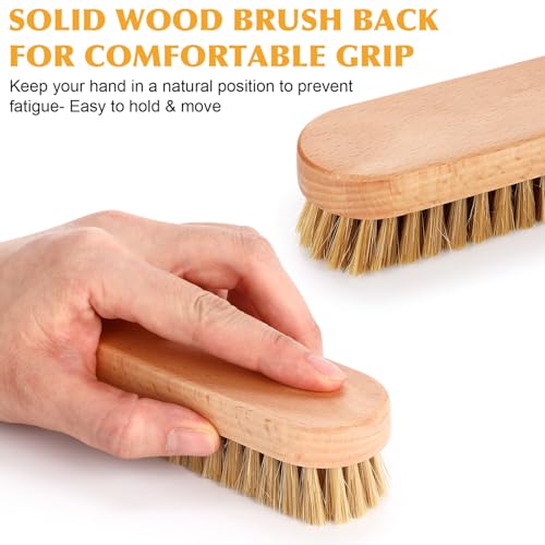 LemonRoad 20 Pcs Leather Upholstery Cleaning Brush Bulk Pig Soft Bristle Shoe Boot Brush Bulk Wooden Shoe Cleaning Scrub Brushes for Car Seats Leather Sofas Interiors Furniture Crafts Bags Shining