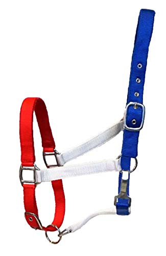 Full Horse Size Red, White, and Blue Nylon Fleece Padded Halter