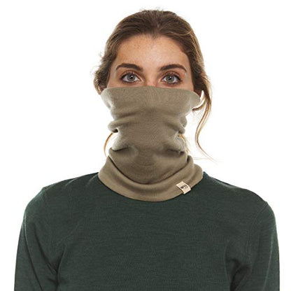 100% Merino Wool - Midweight Neck Gaiter - Skiing Neck Warmer - Winter Face Mask - Multipurpose Headwear - color: Tan 499