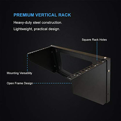 Kenuco 19 Inch Steel Vertical Rack and Wall Mountable Server Rack Mount (Black-2U) - color: Black-2U