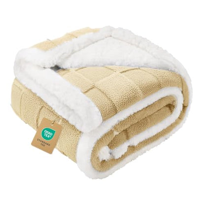 Luciphia Waterproof Dog Blanket, Reversible Fleece & Sherpa, Couch Cover - color: Creamy Yellow, size: Small(40x28 inch)