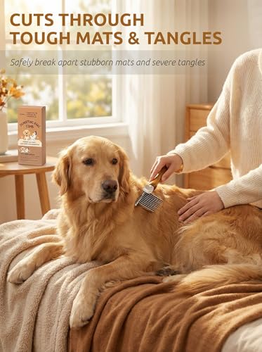 TAKAVU Dematting Comb for Dogs & Cats, 9-Blade Undercoat Rake