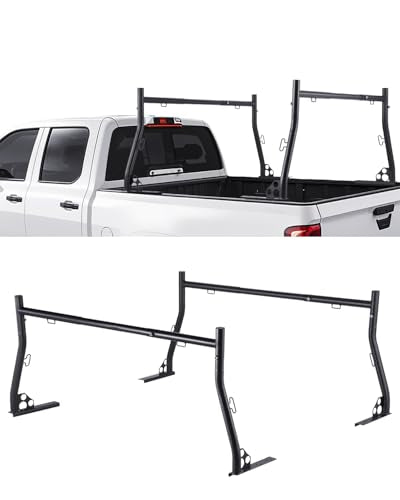 VEVOR Truck Ladder Rack, 49-73 in Width, Extendable Universal Cargo Rack, Heavy Duty Steel with 800 lbs Static Load Capacity, Ideal for Canoes, Surfboards, Ladders, Lumber, Tents, and Large Cargo - style: Drilling
