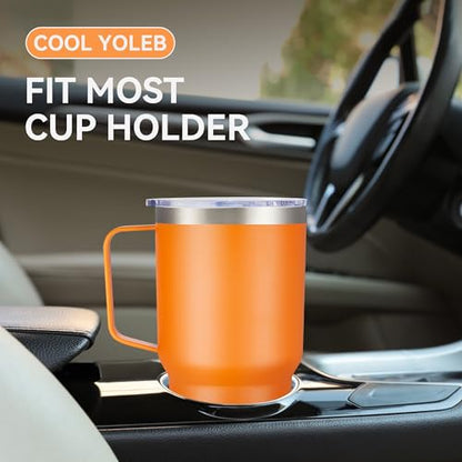 30 oz Stainless Steel Tumblers Bulk with Handle and Lid, 4 Pack - color: Orange