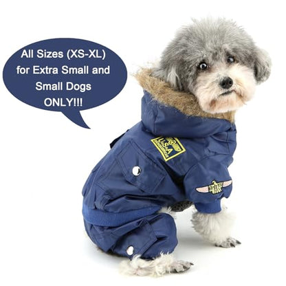 ZUNEA Dog Snowsuit Waterproof for Small Dogs Winter Puppy Coat, Blue, L - color: Blue, size: L