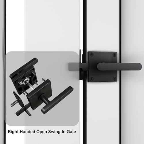 Sdstone Double Side Gate Latch，Heavy Duty Swinging Door Latch Gate Hardware for Wooden Fence,Gate Hardware for Right Inswing Outdoor Wooden Gates, Pool Gate, Backyard, Garden - style: GL-1 right inswing gate