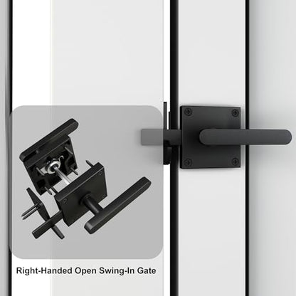 Sdstone Double Side Gate Latch，Heavy Duty Swinging Door Latch Gate Hardware for Wooden Fence,Gate Hardware for Right Inswing Outdoor Wooden Gates, Pool Gate, Backyard, Garden - style: GL-1 right inswing gate