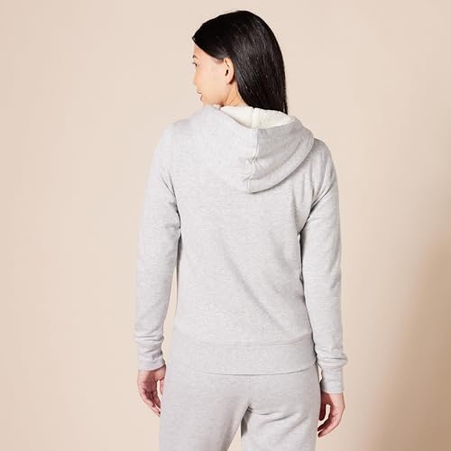Amazon Essentials Women's Sherpa-Lined Fleece Full-Zip Hooded Jacket with Drawstring (Available in Plus Size) - color: Grey Heather, size: X-Small