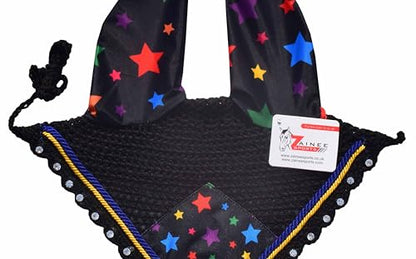 Stars Print Saddle Pad Set with Matching Ear Bonnet – Print Horse Riding Gear – Non-Slip & Breathable – Western/English Show