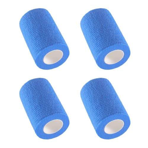 IndigoCase 4 Pack Self Adhesive Bandage Wrap 3 Inch x 5 yd Elastic Tape - color: Blue, size: 3 Inch - 4 Pack
