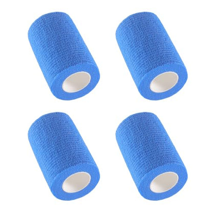 IndigoCase 4 Pack Self Adhesive Bandage Wrap 3 Inch x 5 yd Elastic Tape - color: Blue, size: 3 Inch - 4 Pack