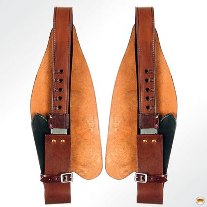 HILASON Tan Leather Saddle Fender Pair with Hobble Strap - color: Mahogany
