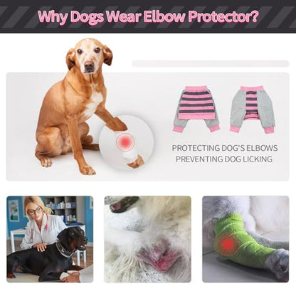 FUAMEY Dog Recovery Sleeve with Elbow Protector, Pink Stripes, M - color: Pink Stripes, size: M(Weight:28-44lbs)