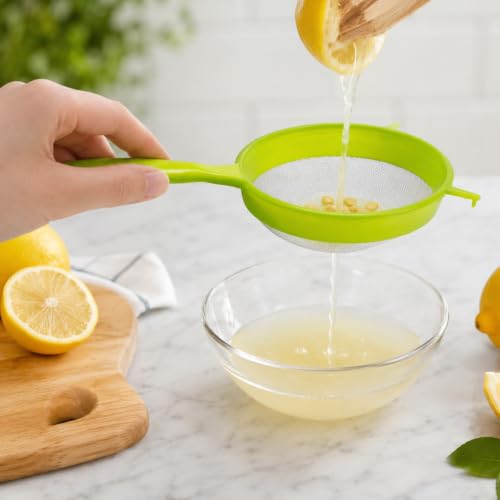 3PCS Fine Nylon Mesh Strainers, Sieve Fine Mesh Colander Flour Sifter | Food-Grade Nylon Mesh Colander with Handle Kitchen Filter Tool for Coffee Soy Milk Juice Tea Yogur Pasta
