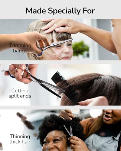 ULG Left-Handed Hair Thinning Scissors, Thinning Shear for Hair Cutting 6.5 inch Professional Barber Scissors Salon Texturizing Shears Made of Japanese Stainless Steel - color: Blue-left