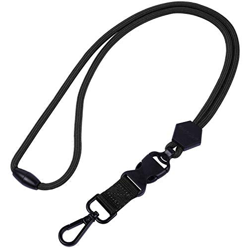 Wisdompro 2 Pack 23" Lanyard with Safety Breakaway Buckle - Black and Black | Durable Heavy Duty Neck Lanyard, with Detachable Buckle and Metal Hook, for ID Card Badge Holder and Keys - color: Black, Black, size: 23 inches