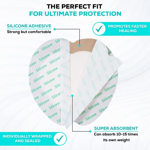 MedVance Silicone Foam Adhesive Dressing, 7"x7" Sacral, Box of 5 | Sterile And Individually Wrapped - Sacral Foam Bed Sore Bandages For Buttocks - Highly Absorbent - Waterproof & Breathable