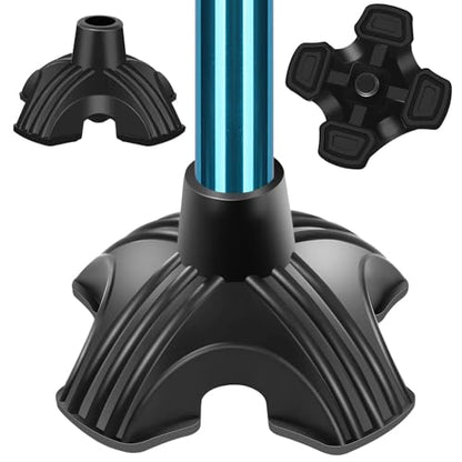 supregear Cane Tip 3/4 inch Heavy Duty - Self Standing Non-Slip Rubber Quad Base for Walking Cane - Stable 4 Prong Replacement Foot Pad for Walking Stick Offset Quad Pod or Tripod - size: 3/4 inch