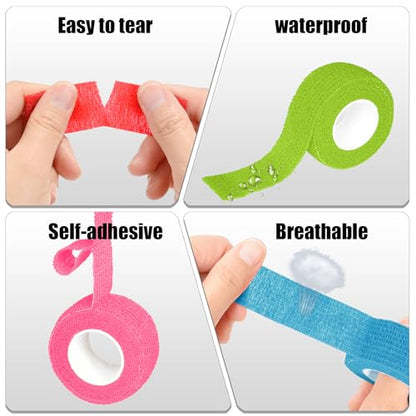 6 Pack Light Blue Self Adhesive Bandage Wrap 1 Inches x 5 Yards - color: Light Blue, size: 1 Inch