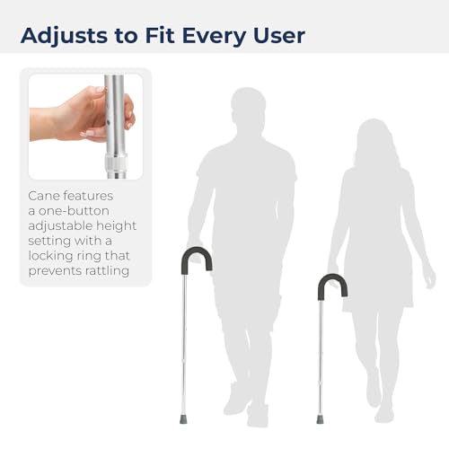 Drive Medical Round Handle Aluminum Walking Cane with Foam Grip, Silver - size: 1 Count (Pack of 1)