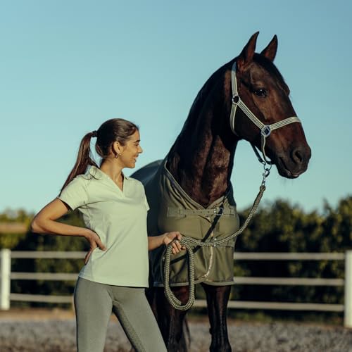 HORZE Munich Adjustable Horse Halter and 7' Lead Rope Set - Olivine Green - Horse