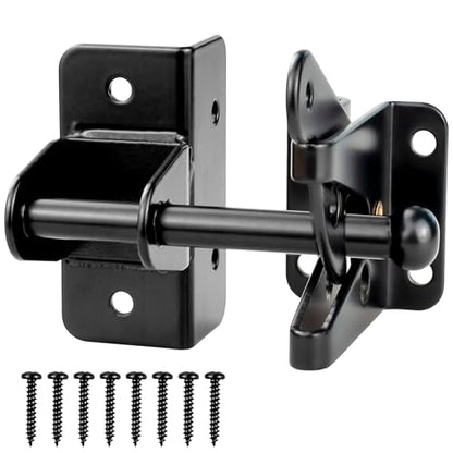 Heavy Duty Automatic Gate Latch for Wooden Fences,Self Locking Metal Gates,Outswinging Pool,Garden,Black (Small)