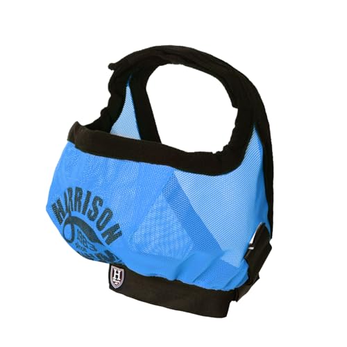 Harrison Howard Cattle Livestock Fly Mask Breathable Mesh Padded Edging with Fun Patterns Large Spacing Forelock Opening Design Adjustable Fit for Cattle Sky Blue - color: Sky Blue