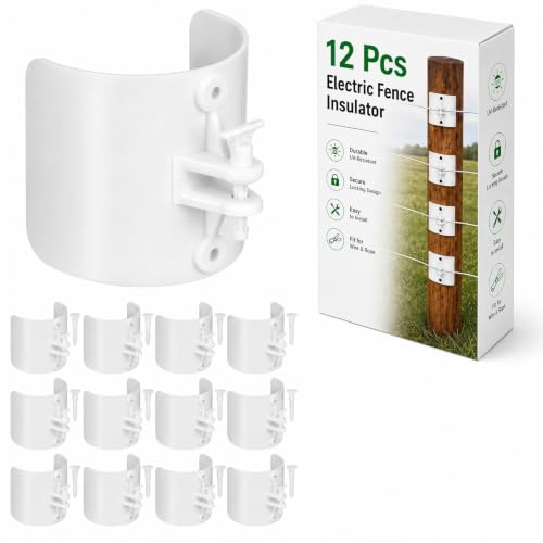 Pangda 12 Pcs Electric Fence Insulators for Wood Posts, White | Nail-on Plastic Insulators, UV Resistant, Corner Post Fencing Accessories, Farm Garden and Livestock Fences - color: White