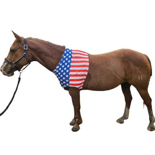 Derby Originals Patriotic Stars & Stripes Lycra Sleazy Horse Shoulder Guard – Stretch Slicker with Belly Strap, Anti-Chafe Design for Blanket Rubbing, Ideal for Parades & Shows.