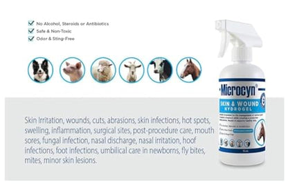 Microcyn Livestock Skin & Wound Hydrogel – 16 oz Moisture-Retaining Protective Barrier for Cuts, Scrapes & Irritated Skin – Professional Farm & Ranch Support