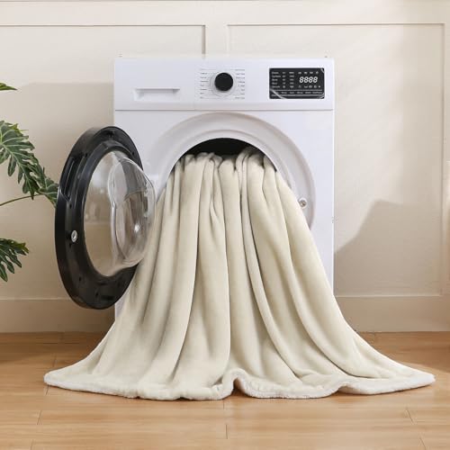 SOCHOW Sherpa Fleece Throw Blanket, Linen, 60x80 inches - color: Linen, size: 60"×80"