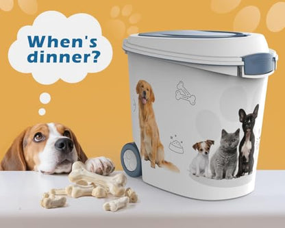 DRATO Pet Food Storage Container with Wheels 30LB Capacity - color: Blue