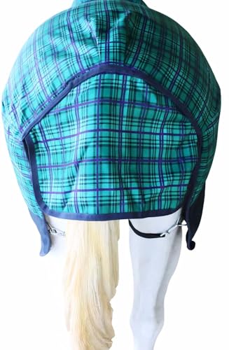 Challenger 1200D Horse Turnout Waterproof Heavy Weight Winter Blanket 5EE13G - color: Turquoise/Navy Plaid, size: 68 inches
