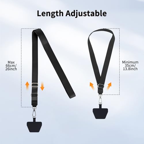 CACOE Phone Lanyard, Black+Black, 2 Pcs - color: Black+black, size: 21.65"